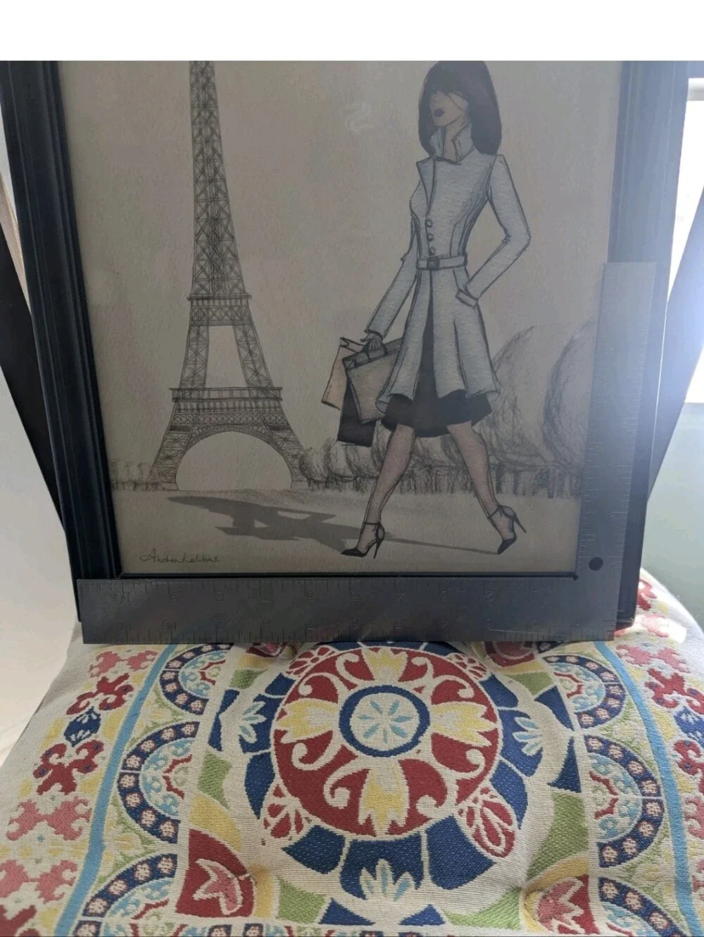 Andrea Laliberte Framed Art Print Paris Fashion Eiffel Tower Printed Signature